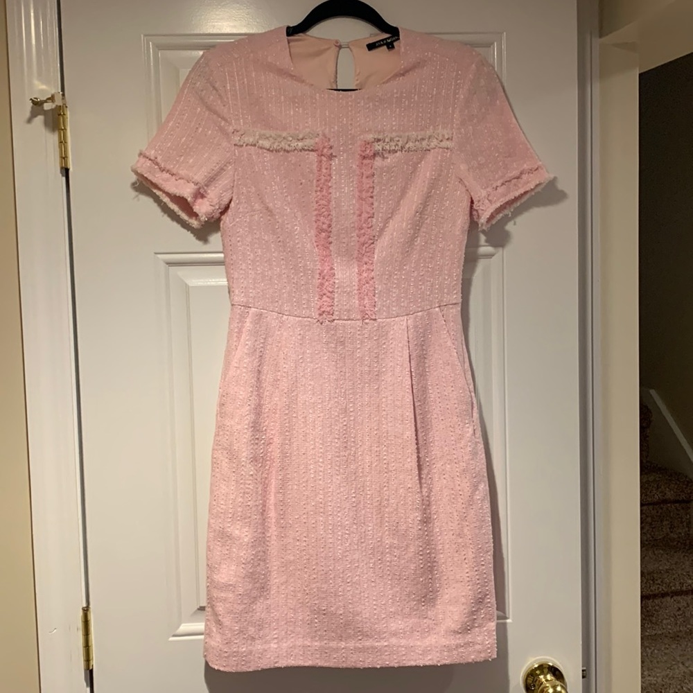 Ava & Aiden pink tweed short sleeve dress size 4